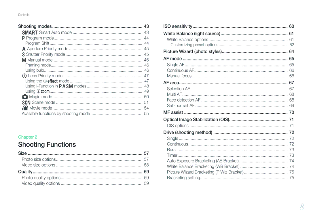 Samsung EV-NX1000BHWDE, EV-NX1000BUBFR, EV-NX1000BQWFR, EV-NX1100BUBFR, EV-NX1000BABDE manual Smart Auto mode, Scene mode 