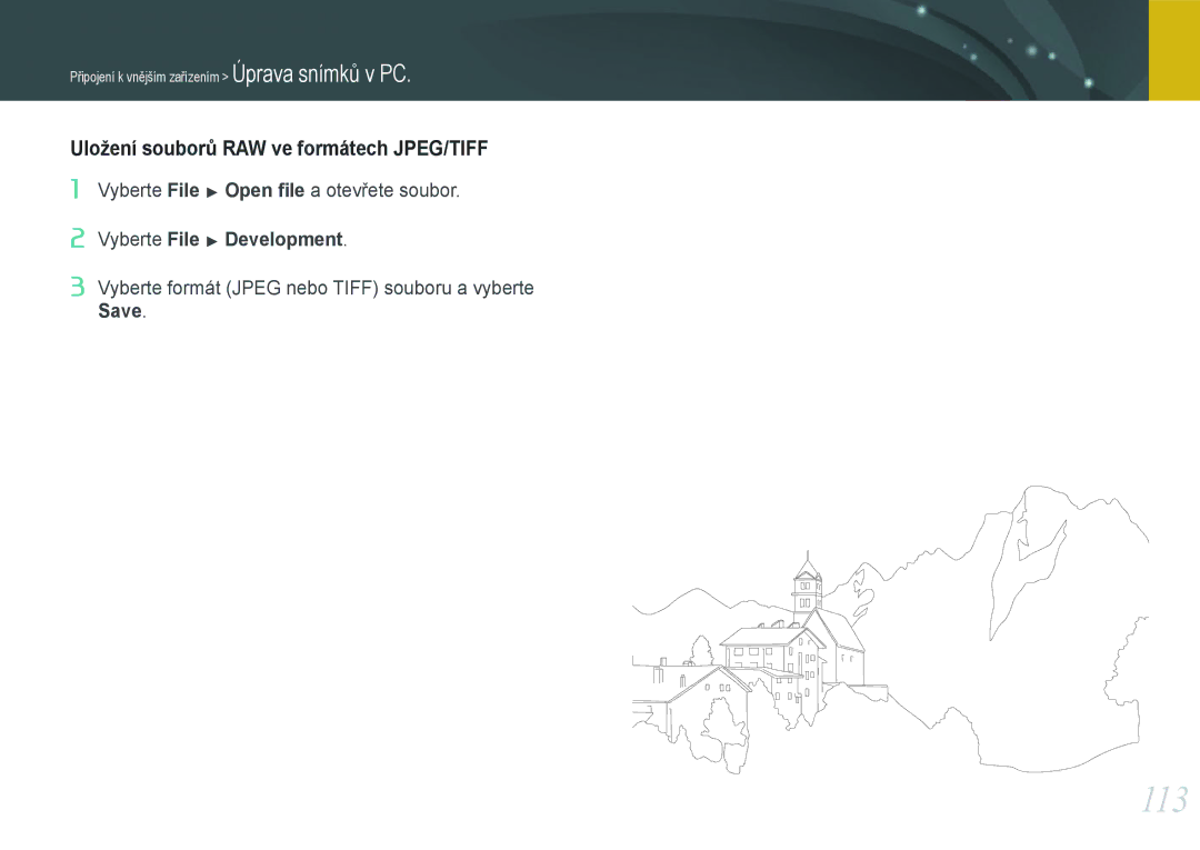 Samsung EV-NX100ZBABCZ manual 113, Uložení souborů RAW ve formátech JPEG/TIFF 