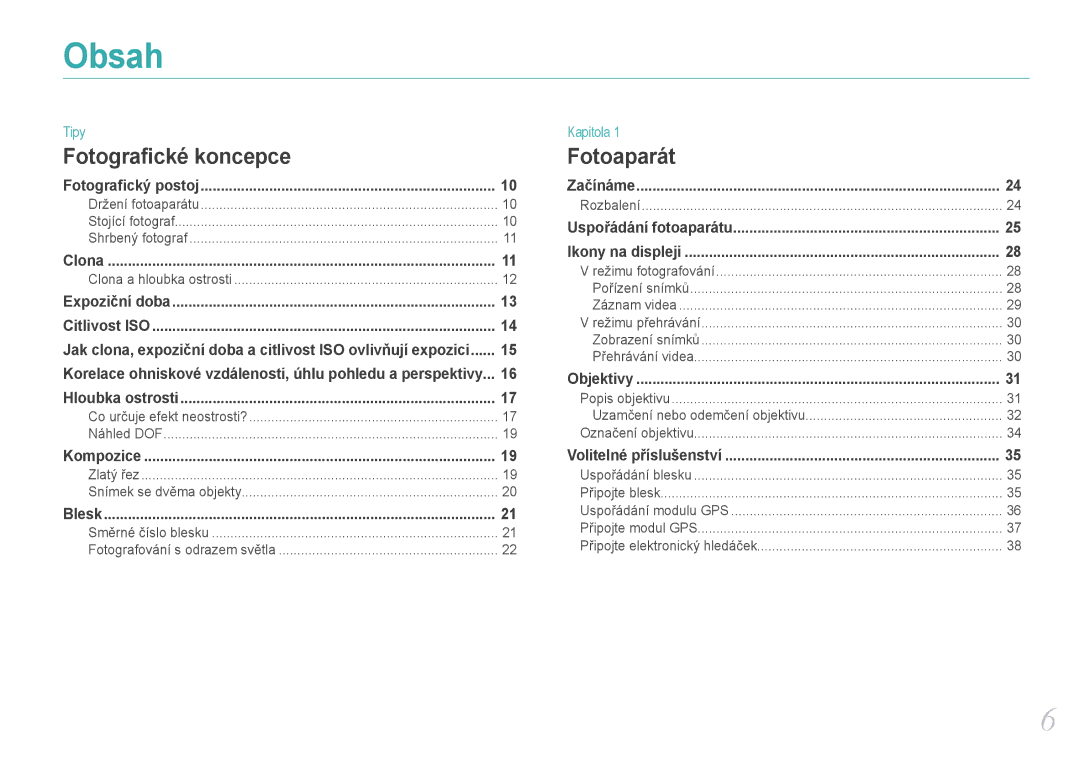 Samsung EV-NX100ZBABCZ manual Obsah 