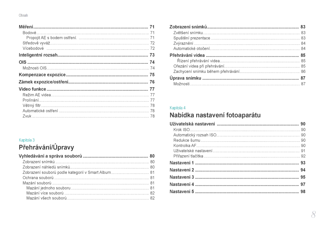 Samsung EV-NX100ZBABCZ manual Přehrávání/Úpravy 