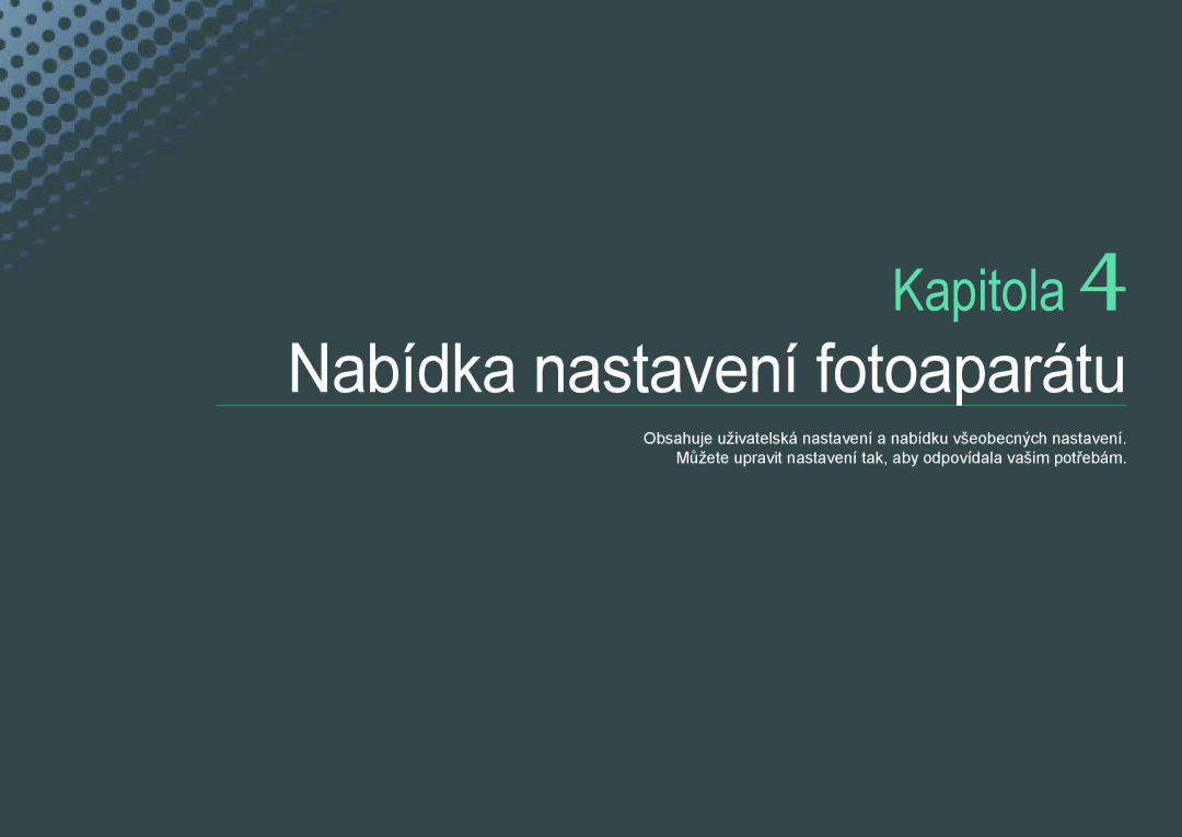 Samsung EV-NX100ZBABCZ manual Nabídka nastavení fotoaparátu 