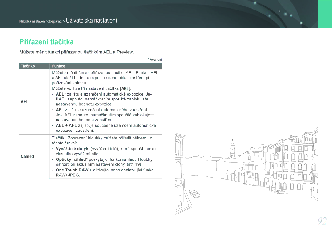 Samsung EV-NX100ZBABCZ manual Přiřazení tlačítka, Náhled 