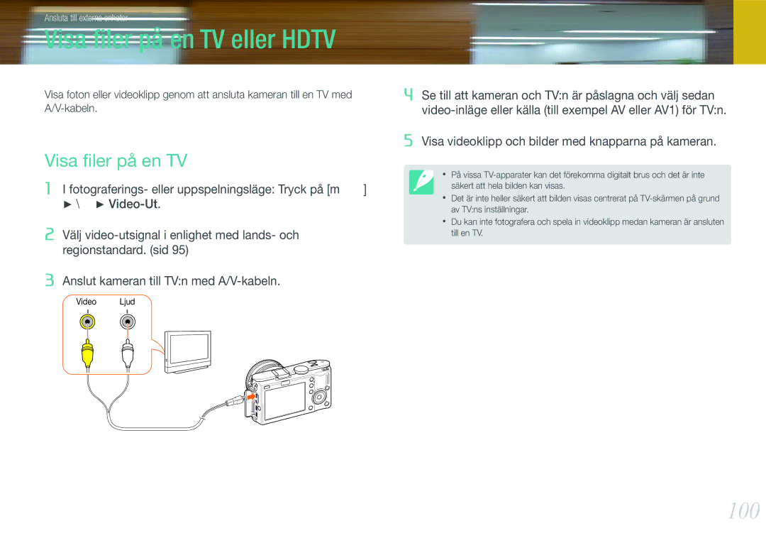 Samsung EV-NX100ZBBBSE, EV-NX100ZBABDE, EV-NX100ZBAWDK, EV-NX100ZBABDK, EV-NX100ZBAWSE manual Visa ﬁler på en TV eller Hdtv 