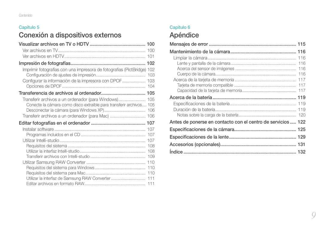 Samsung EV-NX100ZBABES, EV-NX100ZBANES, EV-NX100ZBAWES, EV-NX100ZBABCZ manual Conexión a dispositivos externos 