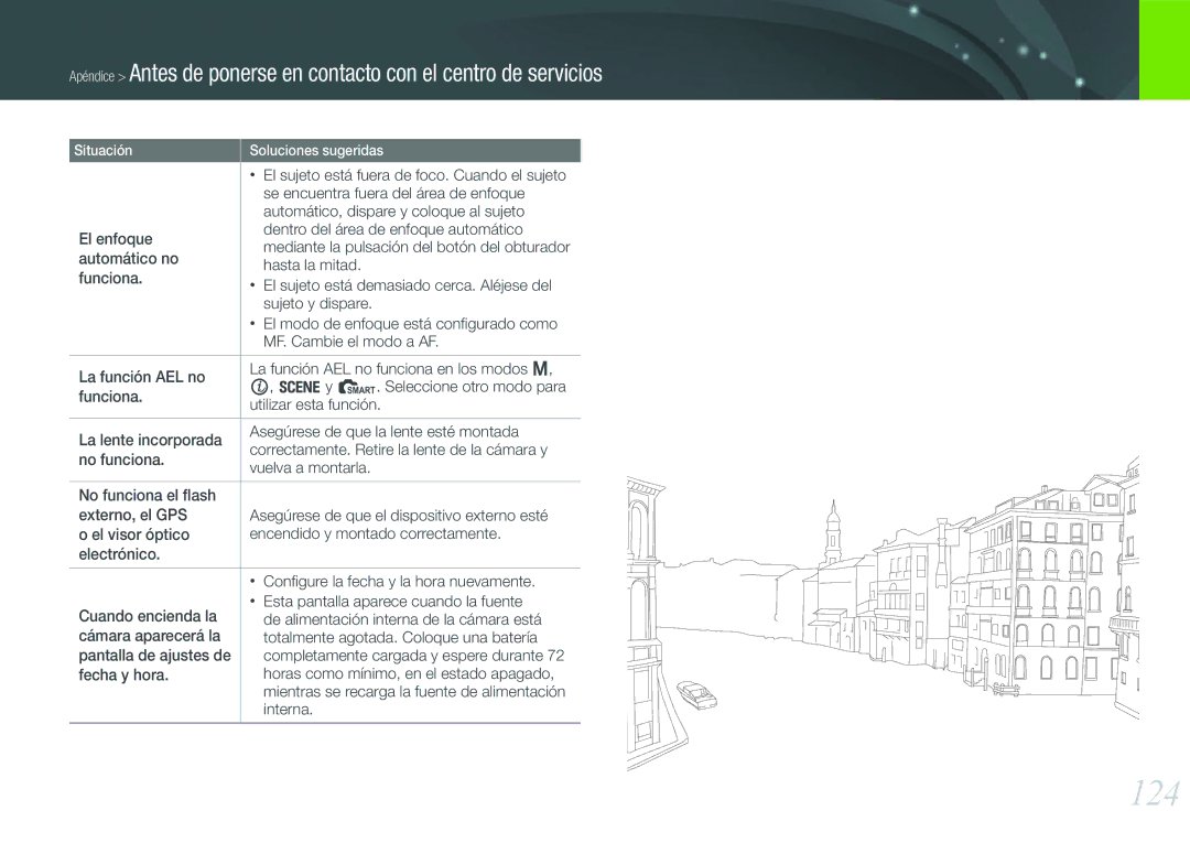 Samsung EV-NX100ZBAWES manual 124, Se encuentra fuera del área de enfoque, Automático, dispare y coloque al sujeto, Interna 