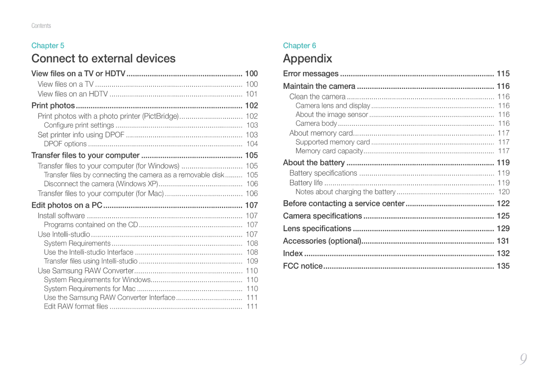 Samsung EV-NX100ZBCNIT, EV-NX100ZBCBDE, EV-NX100ZBAWDE, EV-NX100ZBANDE, EV-NX100ZBABDE manual Connect to external devices 