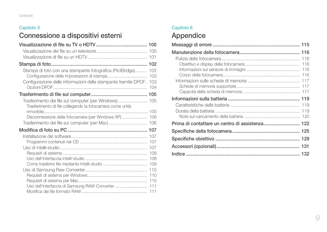 Samsung EV-NX100ZBCWIT, EV-NX100ZBCNIT, EV-NX100ZBABIT, EV-NX100ZBCBIT, EV-NX100ZBANIT manual Connessione a dispositivi esterni 