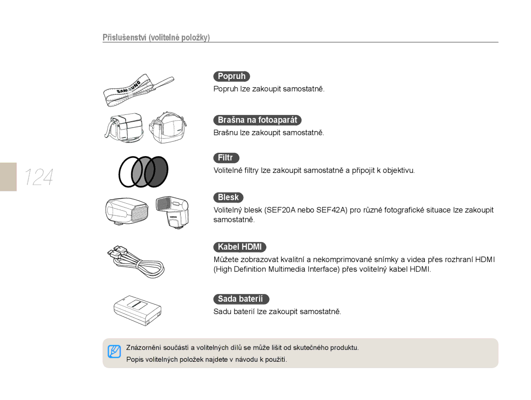 Samsung EV-NX10ZZBABDE, EV-NX10ZZBABCZ, EV-NX10ZZBCBCZ Popruh, Brašna na fotoaparát, Filtr, Blesk, Kabel Hdmi, Sada baterií 