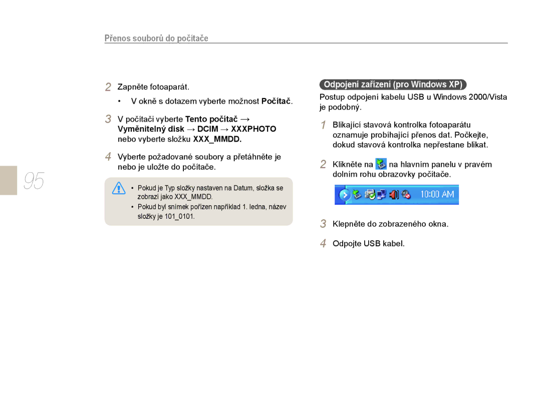 Samsung EV-NX10ZZBABPL, EV-NX10ZZBABDE, EV-NX10ZZBABCZ, EV-NX10ZZBCBCZ manual Vyměnitelný disk → Dcim → Xxxphoto 