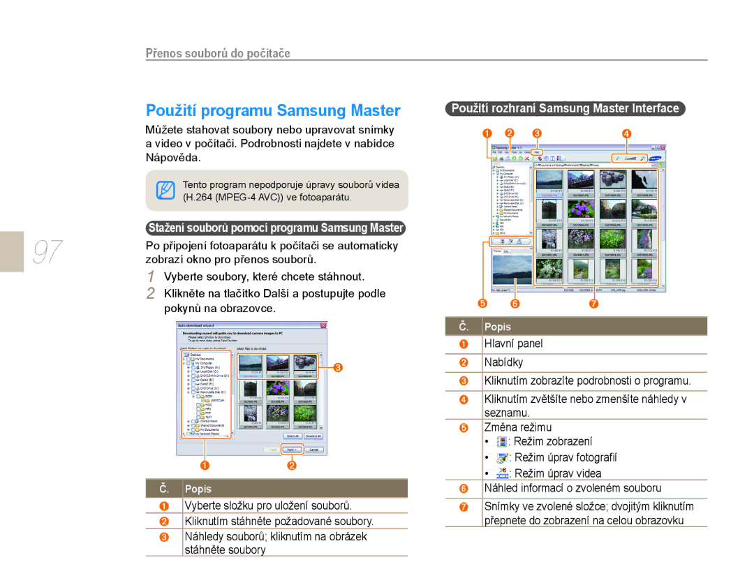 Samsung EV-NX10ZZBABCZ manual Použití programu Samsung Master, Můžete stahovat soubory nebo upravovat snímky, Nápověda 