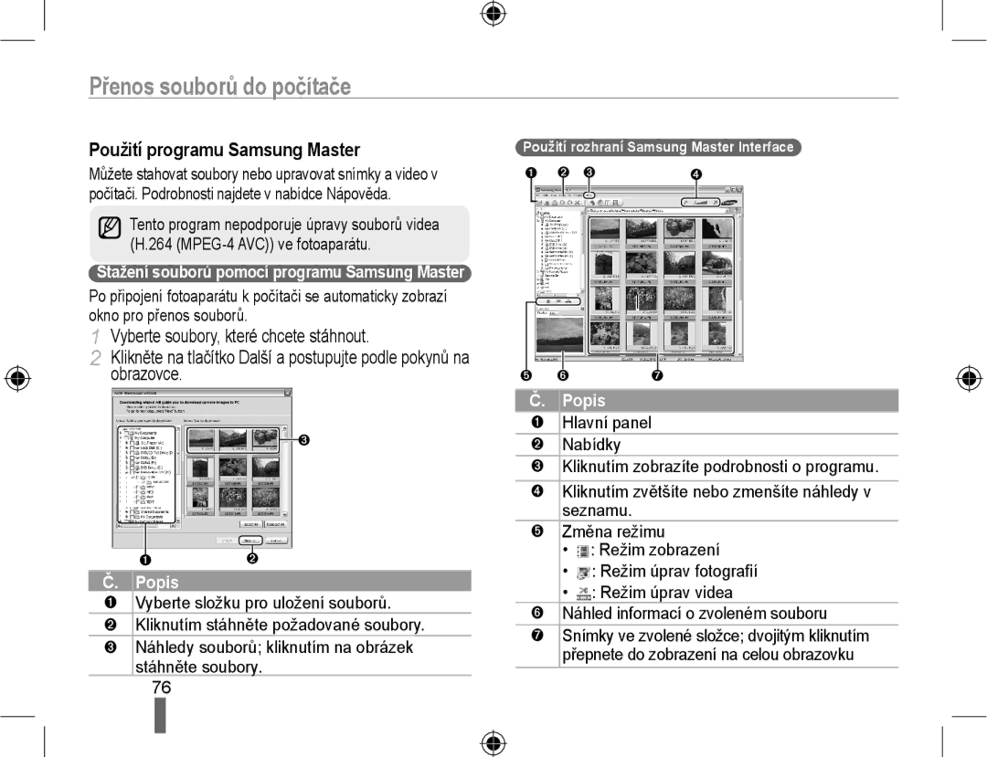 Samsung EV-NX10ZZBABDE, EV-NX10ZZBABCZ, EV-NX10ZZBCBCZ, EV-NX10ZZBABPL manual Použití programu Samsung Master, Popis 