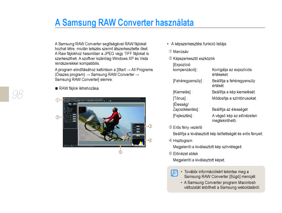 Samsung EV-NX10ZZBABDE, EV-NX10ZZBABIT, EV-NX10ZZBCBHU, EV-NX10ZZBABCZ, EV-NX10ZZBABPL manual Samsung RAW Converter használata 