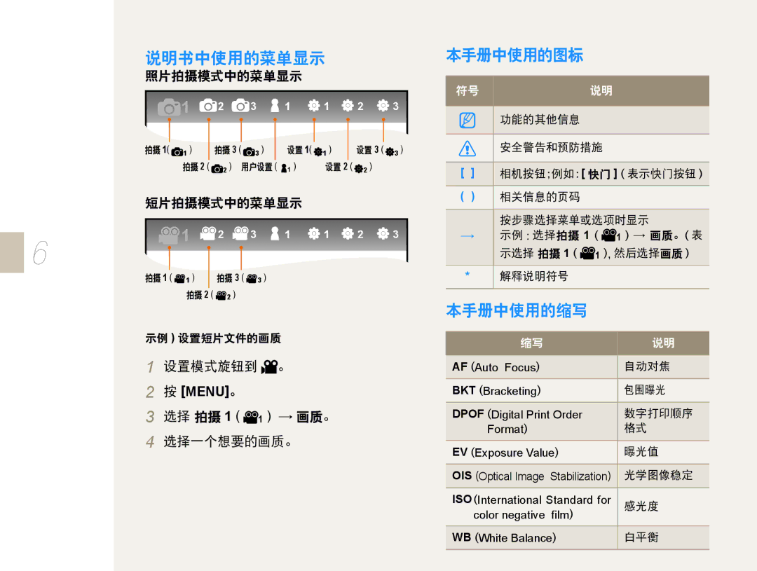 Samsung EV-NX10ZZBABCH, EV-NX10ZZBABDE, EV-NX10ZZBABIT, EV-NX10ZZBCBHU, EV-NX10ZZBABCZ, EV-NX10ZZBABPL, EV-NX10ZZBABHU Menu 