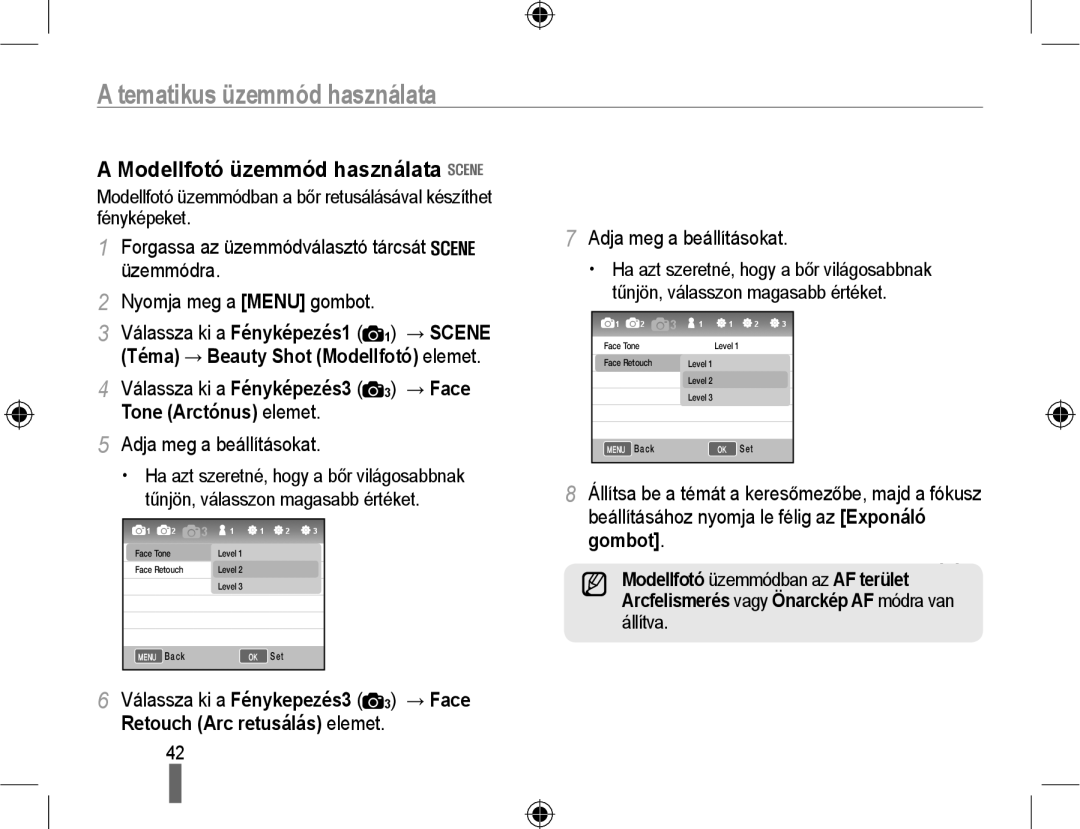 Samsung EV-NX10ZZBABDE, EV-NX10ZZBABIT, EV-NX10ZZBCBHU manual Tematikus üzemmód használata, Modellfotó üzemmód használata 