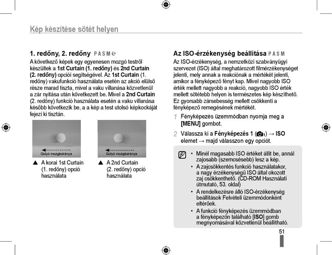 Samsung EV-NX10ZZBCBHU manual Redőny, 2. redőny, Az ISO-érzékenység beállítása, Elemet → majd válasszon egy opciót 