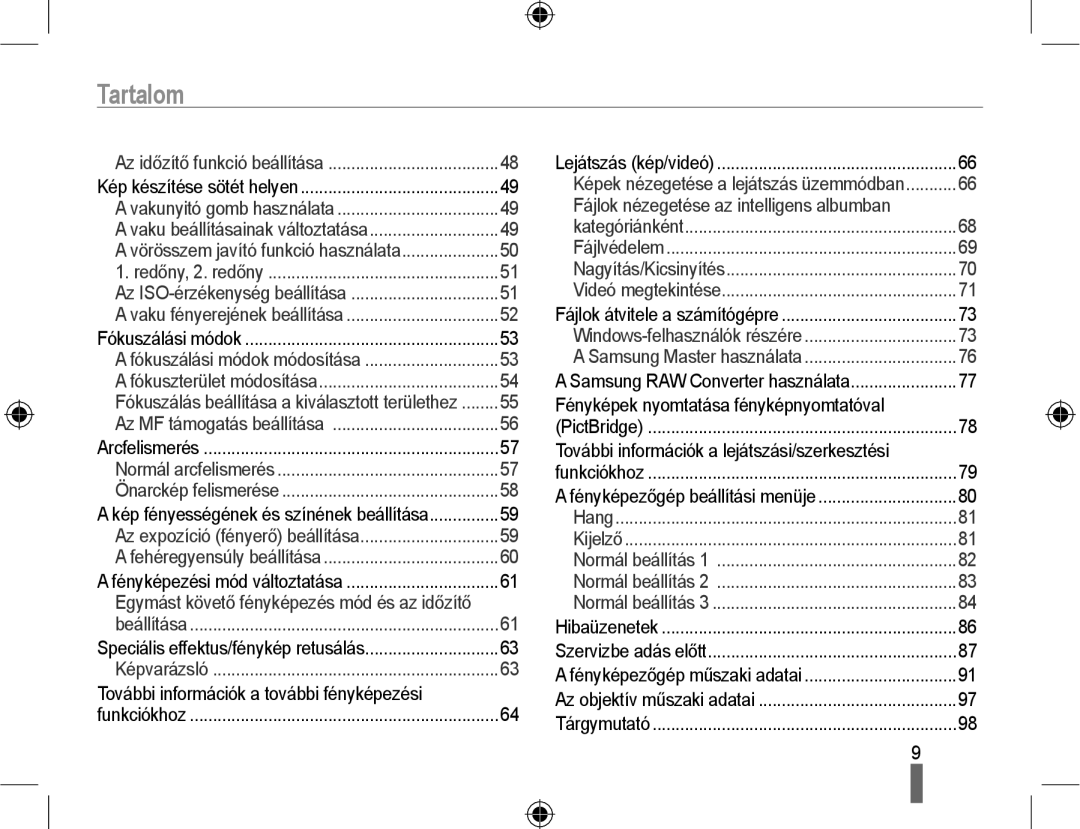 Samsung EV-NX10ZZBCBHU, EV-NX10ZZBABDE, EV-NX10ZZBABIT manual Tartalom, További információk a lejátszási/szerkesztési 