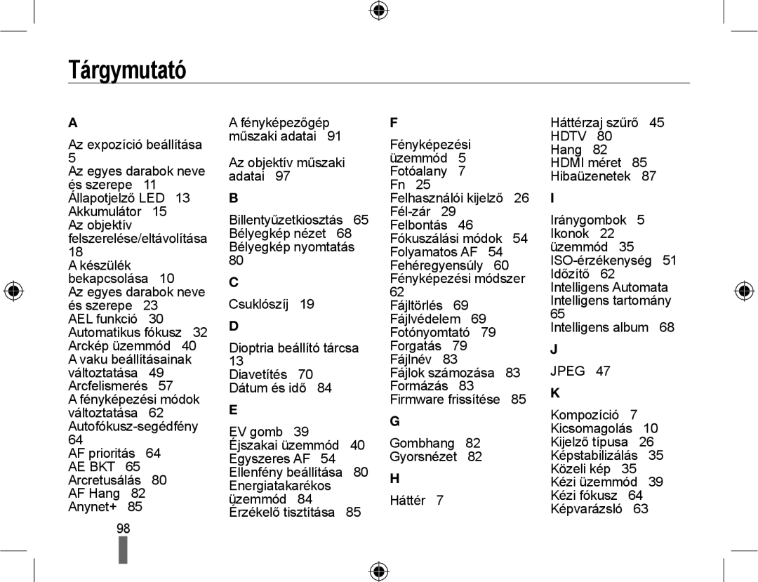 Samsung EV-NX10ZZBABDE, EV-NX10ZZBABIT, EV-NX10ZZBCBHU, EV-NX10ZZBABCZ, EV-NX10ZZBABPL manual Tárgymutató, Fájlvédelem 