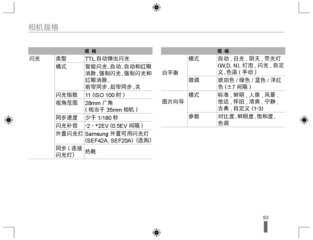 Samsung EV-NX10ZZBCBHU, EV-NX10ZZBABDE, EV-NX10ZZBABIT, EV-NX10ZZBABCZ, EV-NX10ZZBABPL, EV-NX10ZZBABHU manual Ttl 自动弹出闪光 