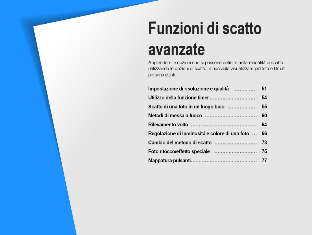 Samsung EV-NX10ZZBABIT, EV-NX10ZZBABDE, EV-NX10ZZBCBIT manual Funzioni di scatto avanzate 