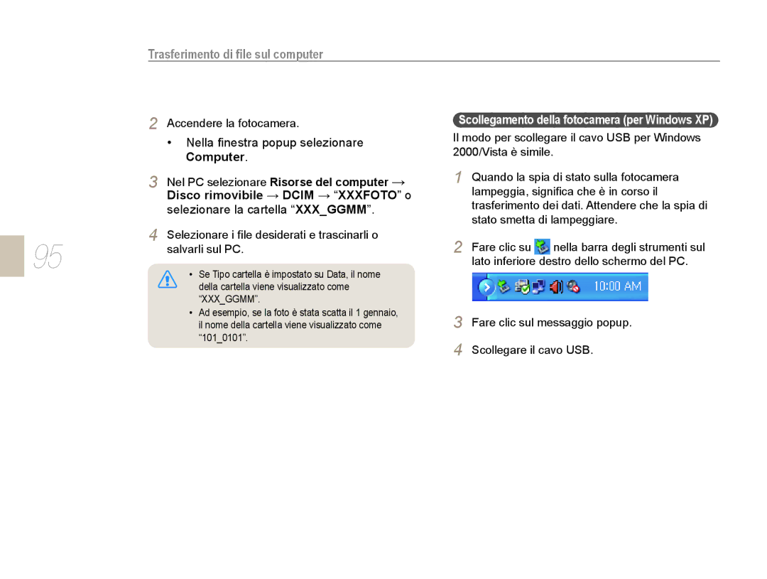 Samsung EV-NX10ZZBABIT, EV-NX10ZZBABDE, EV-NX10ZZBCBIT manual Nel PC selezionare Risorse del computer → 