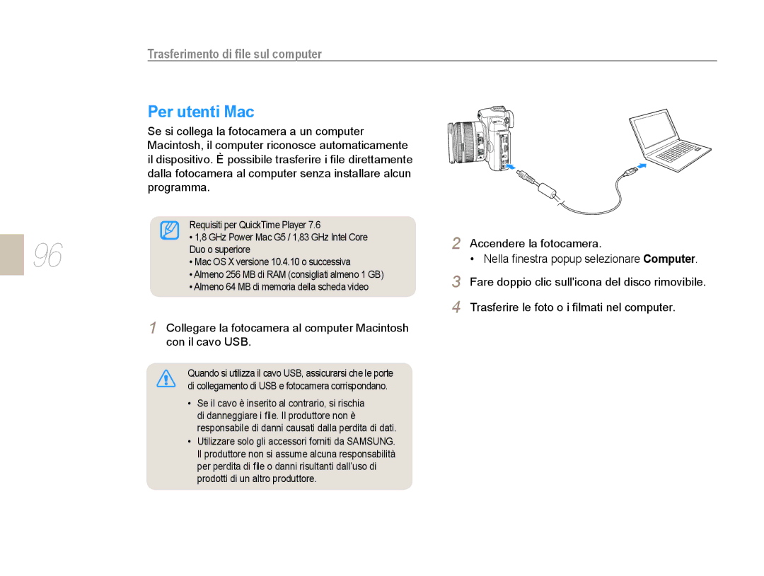 Samsung EV-NX10ZZBABDE, EV-NX10ZZBCBIT, EV-NX10ZZBABIT Per utenti Mac, Se si collega la fotocamera a un computer, Programma 