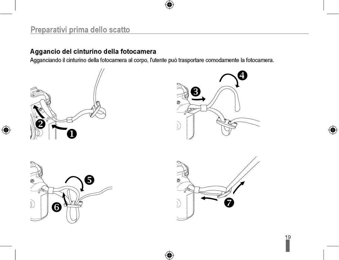 Samsung EV-NX10ZZBCBIT, EV-NX10ZZBABDE, EV-NX10ZZBABIT manual Aggancio del cinturino della fotocamera 