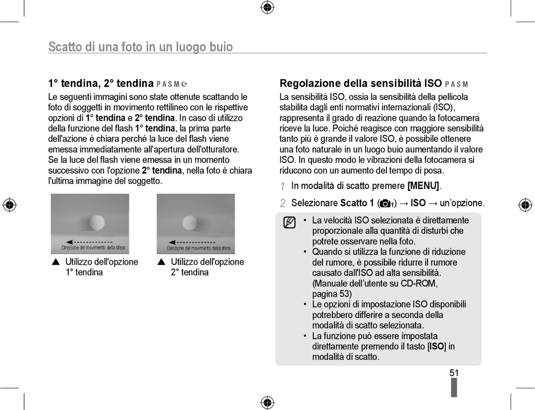 Samsung EV-NX10ZZBABDE, EV-NX10ZZBCBIT, EV-NX10ZZBABIT manual Tendina, 2 tendina, Regolazione della sensibilità ISO 