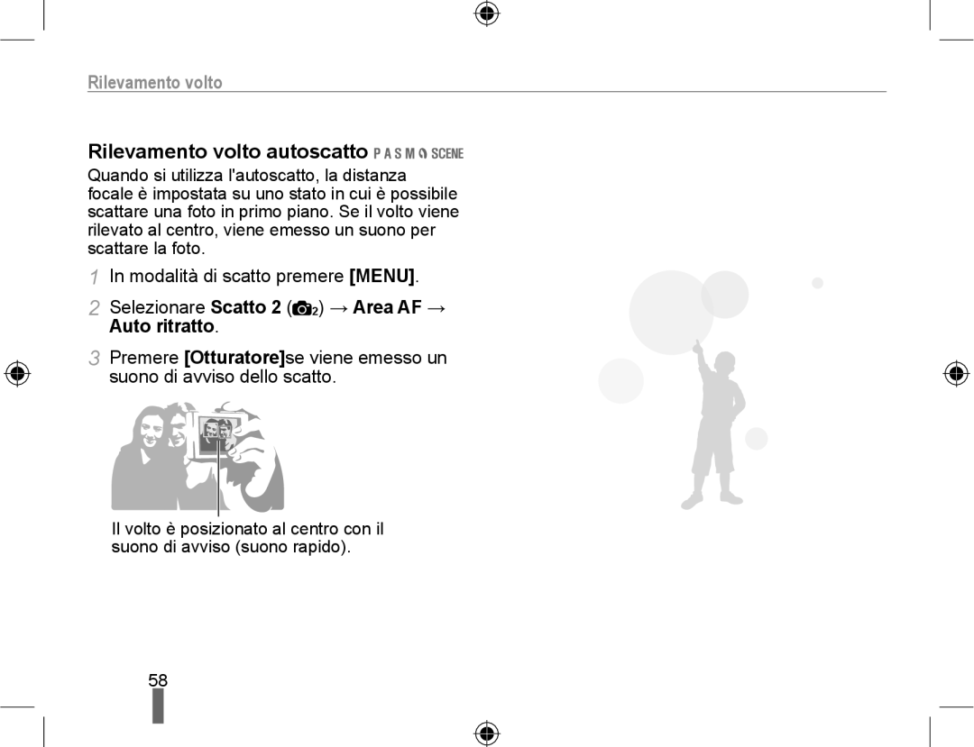 Samsung EV-NX10ZZBCBIT, EV-NX10ZZBABDE, EV-NX10ZZBABIT manual Rilevamento volto autoscatto 