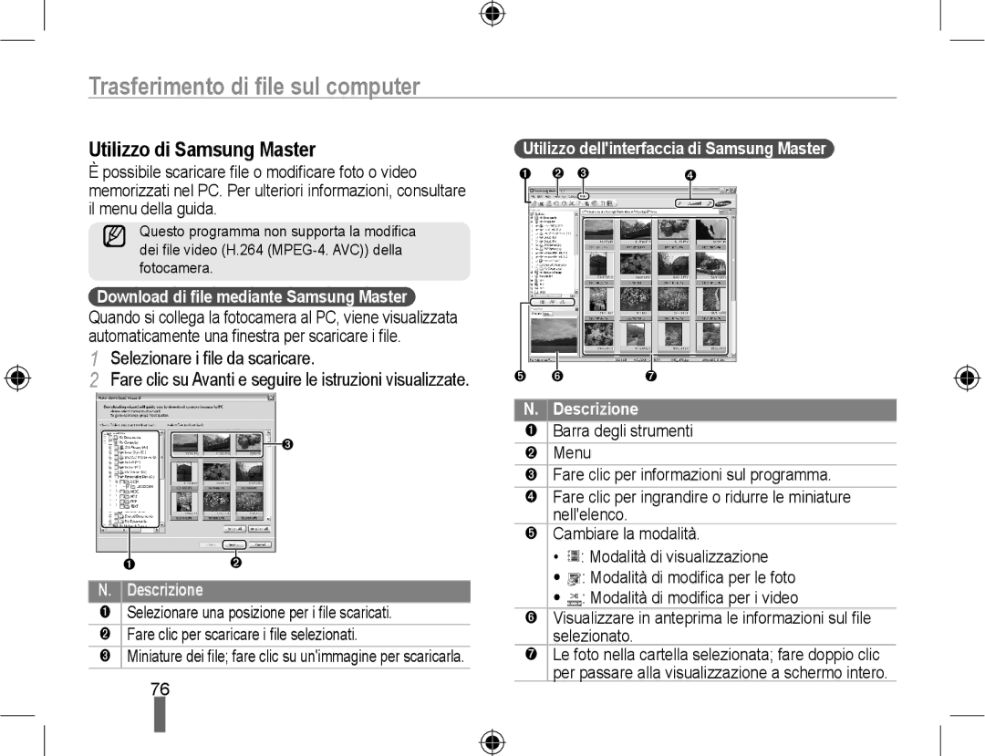 Samsung EV-NX10ZZBCBIT, EV-NX10ZZBABDE, EV-NX10ZZBABIT manual Utilizzo di Samsung Master, Selezionare i ﬁle da scaricare 