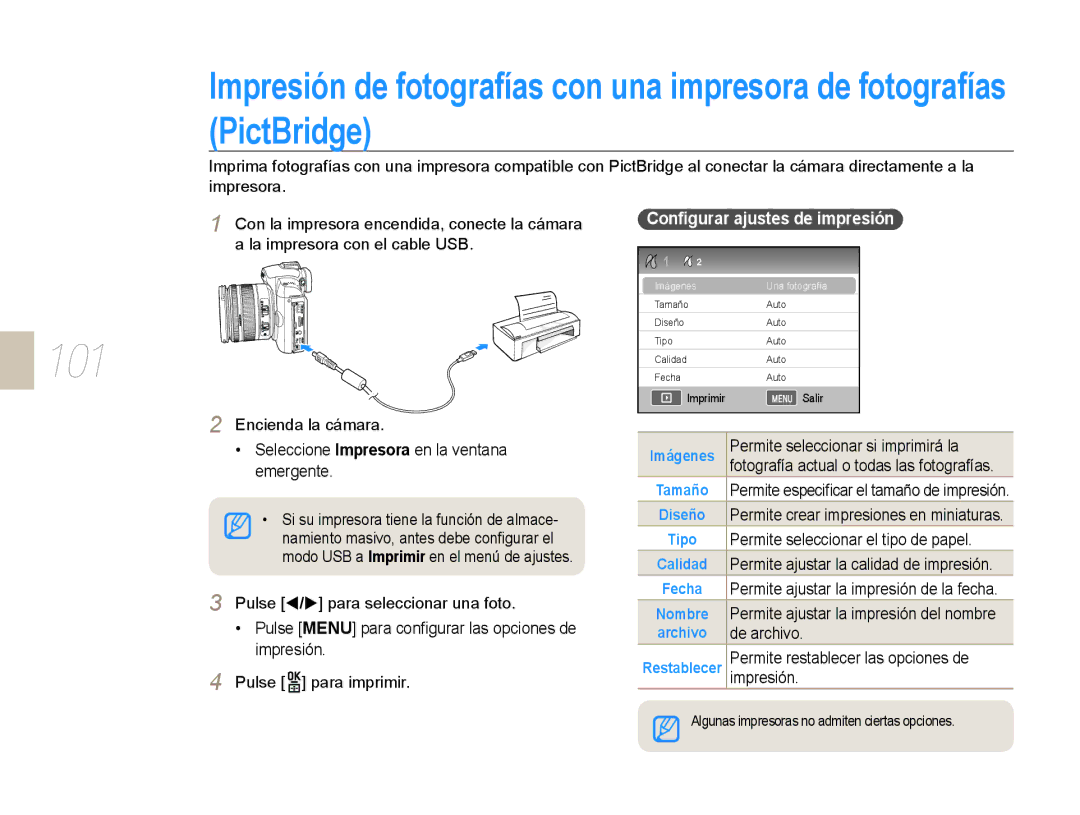 Samsung EV-NX10ZZBABDE, NX10RH08M3/SES, EV-NX10ZZBCBES, EV-NX10ZZBABPT, NX10PRCV02/SES manual Conﬁgurar ajustes de impresión 