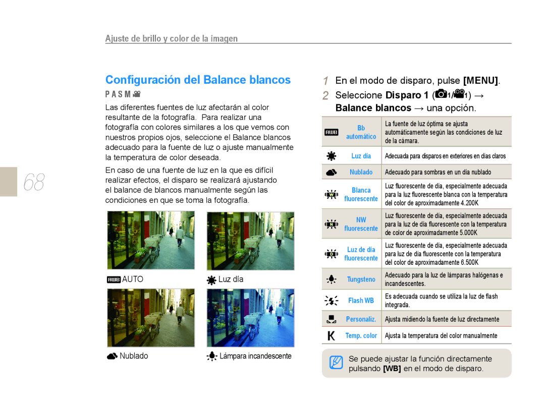 Samsung NX10PRCV02/SES Las diferentes fuentes de luz afectarán al color, Resultante de la fotografía. Para realizar una 