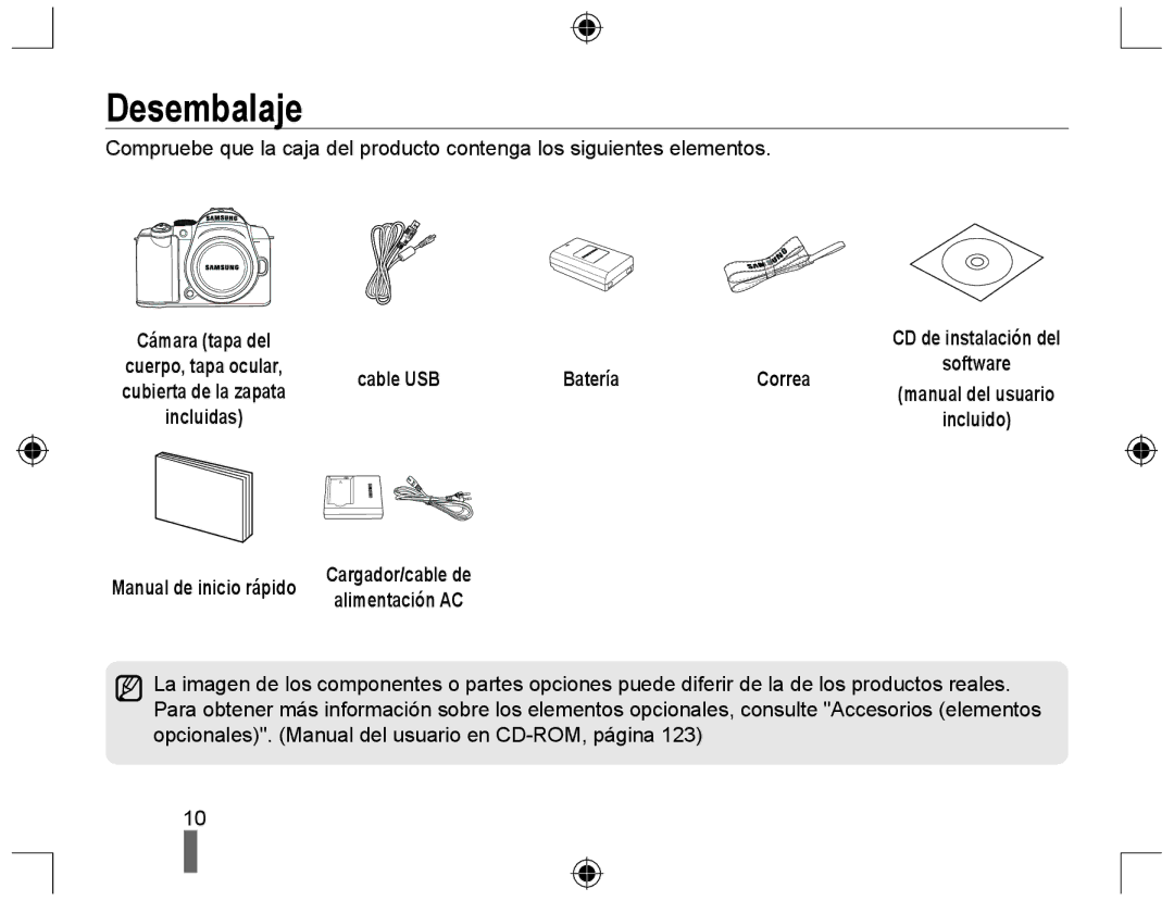 Samsung EV-NX10ZZBCBES, EV-NX10ZZBABDE, NX10RH08M3/SES, EV-NX10ZZBABPT, NX10PRCV02/SES Desembalaje, Cable USB Batería Correa 