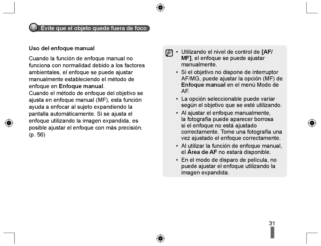 Samsung NX10PRTV01/SES, EV-NX10ZZBABDE, NX10RH08M3/SES, EV-NX10ZZBCBES, EV-NX10ZZBABPT, NX10PRCV02/SES Uso del enfoque manual 