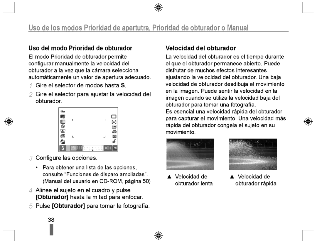 Samsung EV-NX10ZZBABES, EV-NX10ZZBABDE, NX10RH08M3/SES manual Uso del modo Prioridad de obturador, Velocidad del obturador 