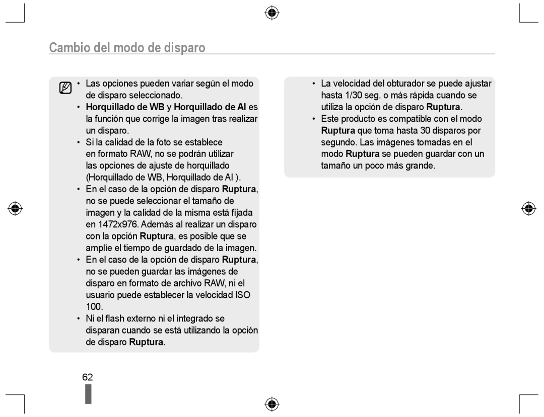 Samsung EV-NX10ZZBABES, EV-NX10ZZBABDE, NX10RH08M3/SES, EV-NX10ZZBCBES, EV-NX10ZZBABPT manual Cambio del modo de disparo 