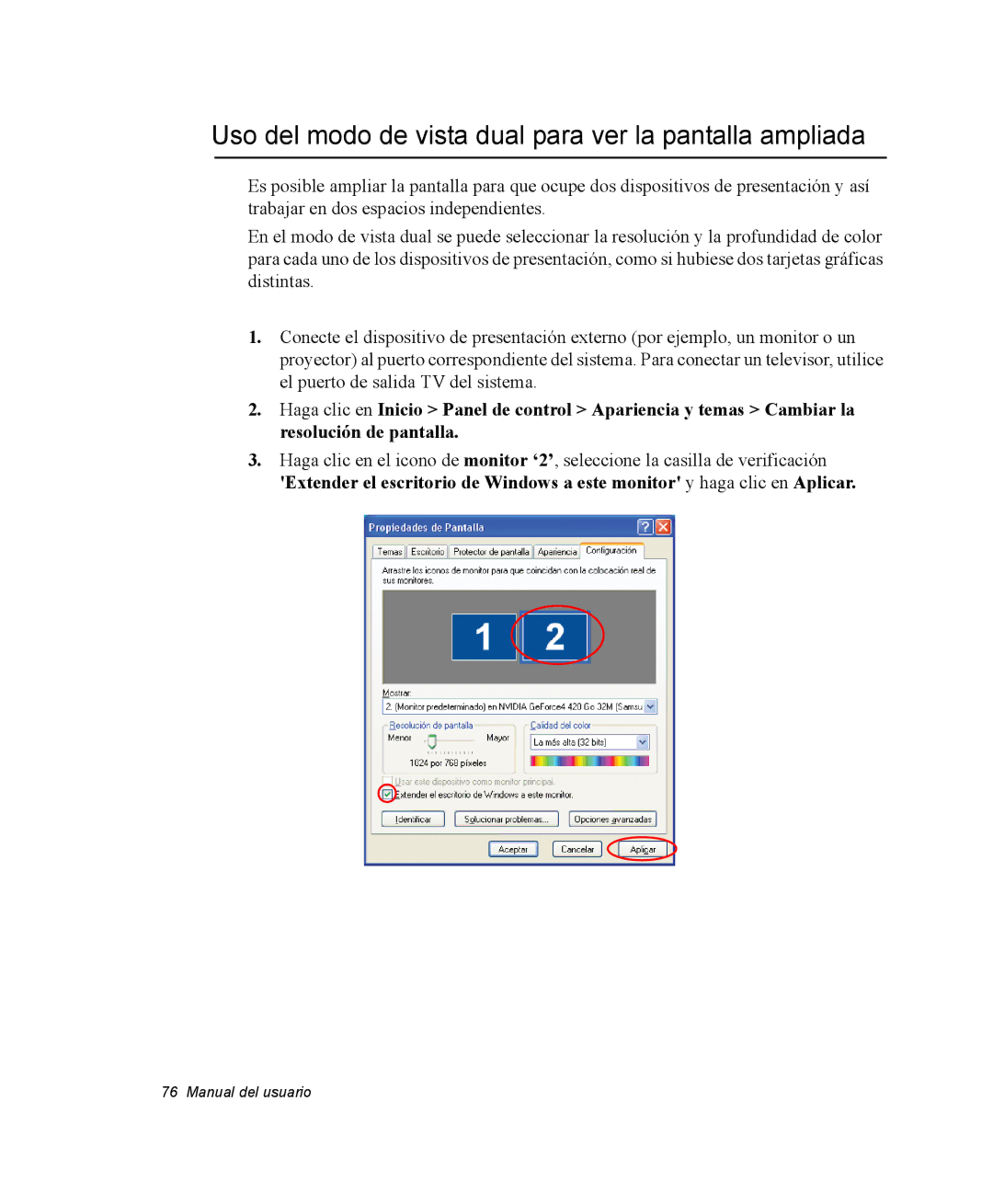 Samsung NX10RH0A3X/SES, EV-NX10ZZBABDE, NX10RH08M3/SES manual Uso del modo de vista dual para ver la pantalla ampliada 