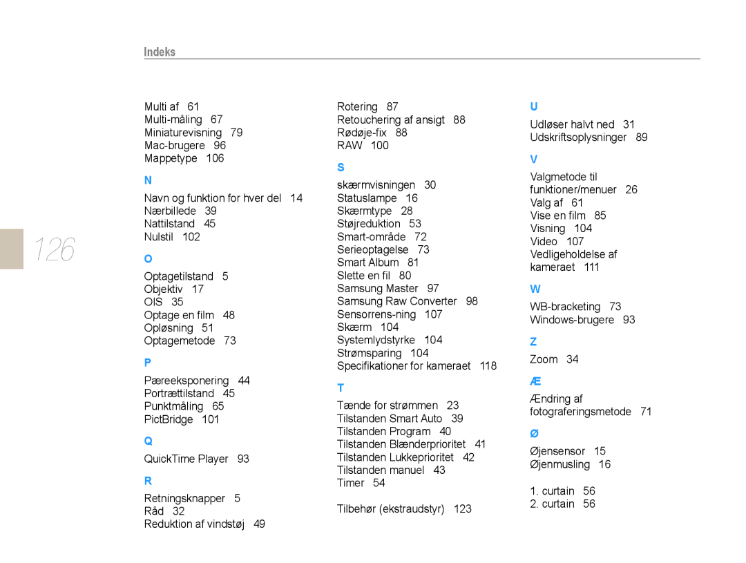 Samsung EV-NX10ZZBABDK, EV-NX10ZZBCBSE, EV-NX10ZZBABSE manual 126 