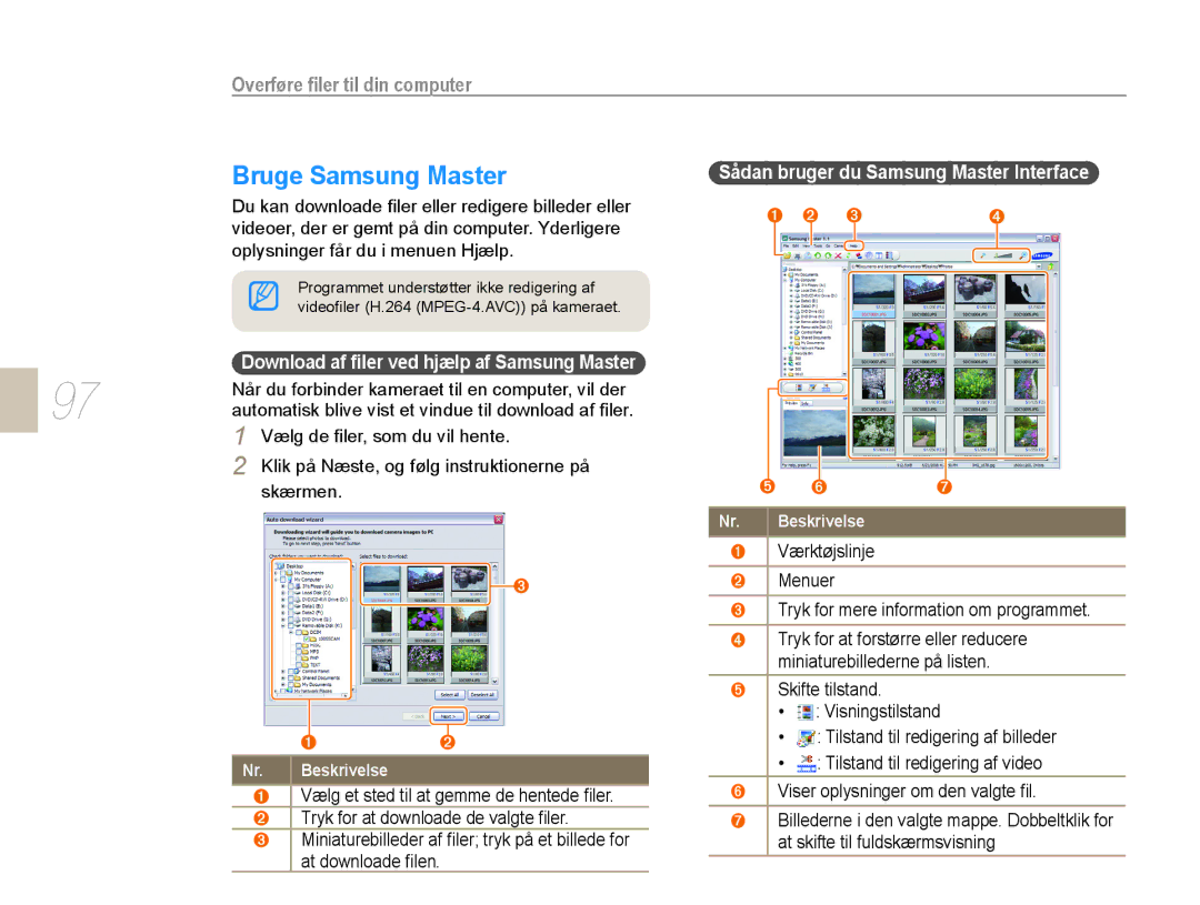 Samsung EV-NX10ZZBCBSE, EV-NX10ZZBABDK manual Bruge Samsung Master, Du kan downloade ﬁler eller redigere billeder eller 