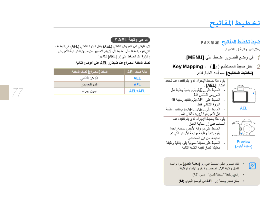 Samsung EV-NX10ZZBABIR ﺢﻴﺗﺎﻔﻤﻟﺍ ﻂﻴﻄﺨﺗ ﻂﺒﺿ, Key Mapping 1 ﻡﺪﺨﺘﺴﻤﻟﺍ ﻂﺒﺿ ﺮﺘﺧﺍ ﺕﺍﺭﺎﻴﺨﻟﺍ ﺪﺣﺃ ﺢﻴﺗﺎﻔﻤﻟﺍ ﻂﻴﻄﺨﺗ, ¿ Ael ﺔﻔﻴﻇﻭ ﻲﻫ ﺎﻣ 