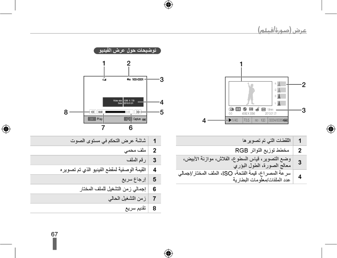 Samsung EV-NX10ZZBABIR, EV-NX10ZZBABSA, EV-NX10ZZBABIL, EV-NX10ZZBCBSA, EV-NX10ZZBABME ﻢﻠﻴﻓ/ﺓﺭﻮﺻ ﺽﺮﻋ, ﻮﻳﺪﻴﻔﻟﺍ ﺽﺮﻋ ﻝﻮﺣ ﺕﺎﺤﻴﺿﻮﺗ 