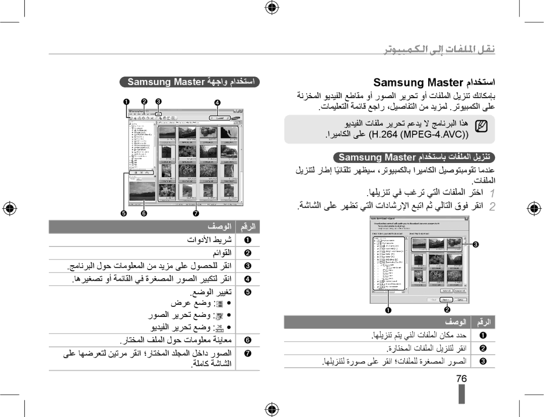 Samsung EV-NX10ZZBABIL, EV-NX10ZZBABSA, EV-NX10ZZBABIR Samsung Master ﻡﺍﺪﺨﺘﺳﺍ, Samsung Master ﺔﻬﺟﺍﻭ ﻡﺍﺪﺨﺘﺳﺍ, ﻒﺻﻮﻟﺍ ﻢﻗﺮﻟﺍ 