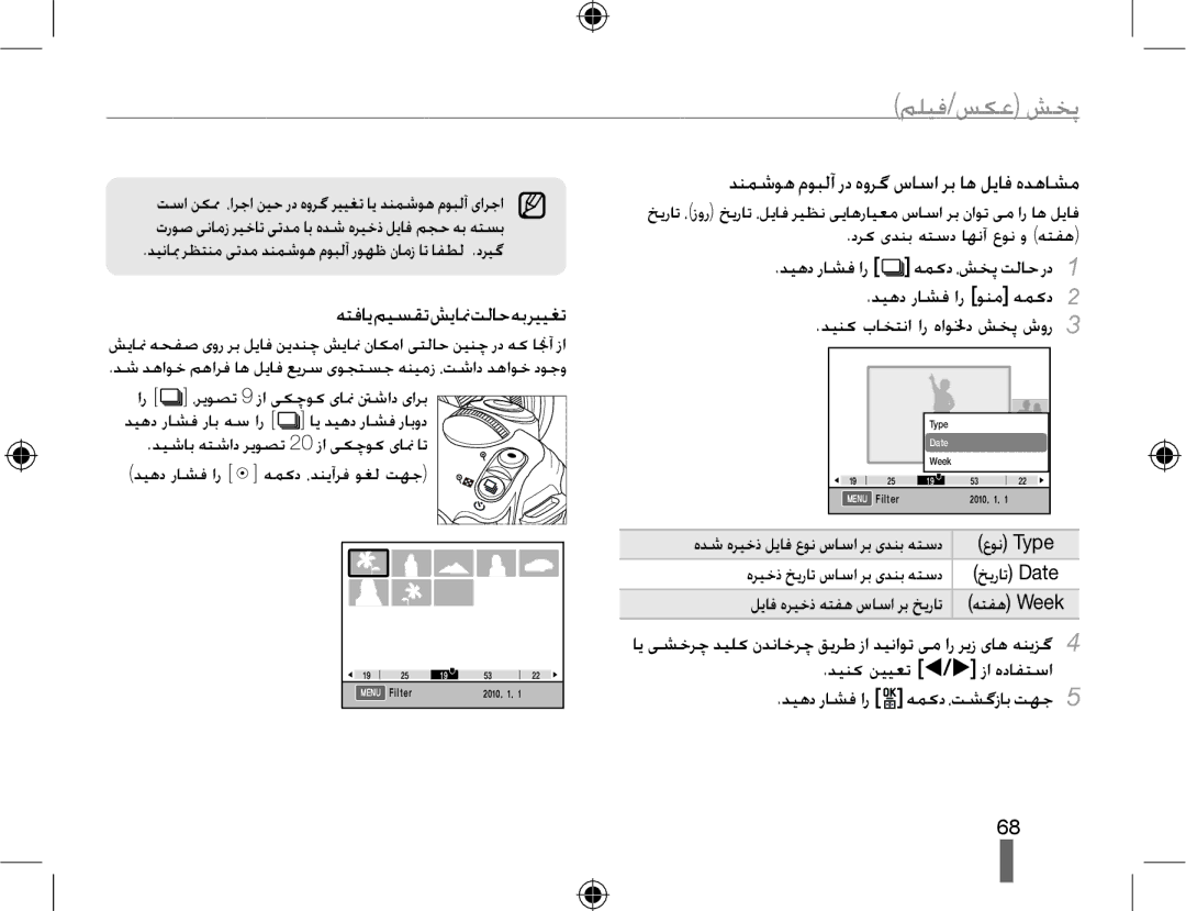 Samsung EV-NX10ZZBCBSA, EV-NX10ZZBABSA manual ﻪﺘﻓﺎﯾﻢﯿﺴﻘﺗﺶﯾﺎﳕﺖﻟﺎﺣﻪﺑﺮﯿﯿﻐﺗ, ﺪﻨﻤﺷﻮﻫ ﻡﻮﺒﻟﺁ ﺭﺩ ﻩﻭﺮﮔ ﺱﺎﺳﺍ ﺮﺑ ﺎﻫ ﻞﯾﺎﻓ ﻩﺪﻫﺎﺸﻣ 