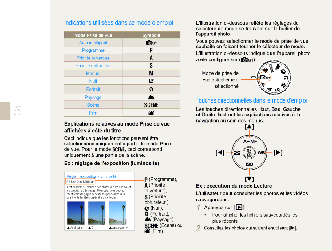 Samsung EV-NX10ZZAAB, EV-NX10ZZBABZA, NX10-SEED/SEF manual Ex réglage de lexposition luminosité, Ex exécution du mode Lecture 