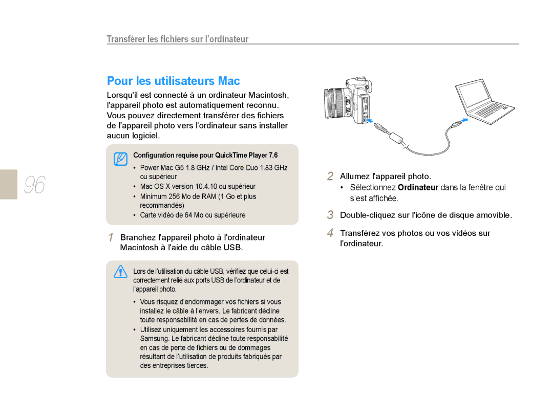 Samsung EV-NX10ZZBCBFR, NX10-SEED/SEF Pour les utilisateurs Mac, Sélectionnez Ordinateur dans la fenêtre qui s’est afﬁchée 