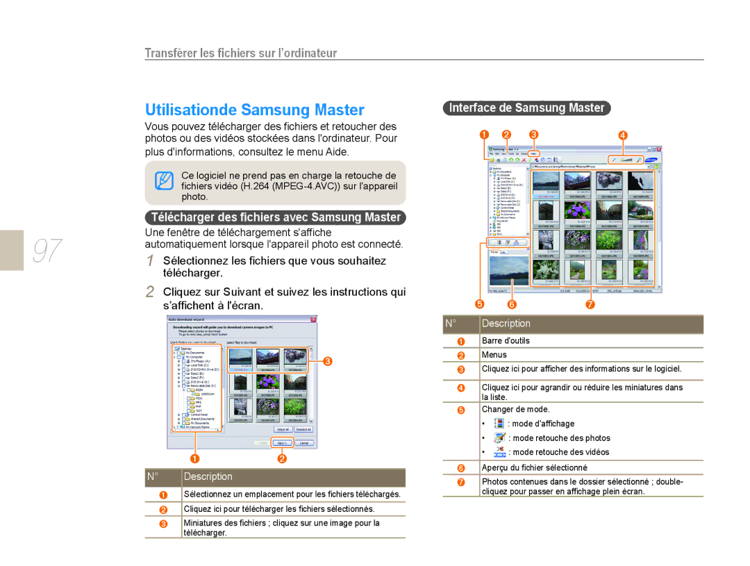 Samsung NX10PRTV06/SEF, EV-NX10ZZBABZA manual Utilisationde Samsung Master, Plus dinformations, consultez le menu Aide 