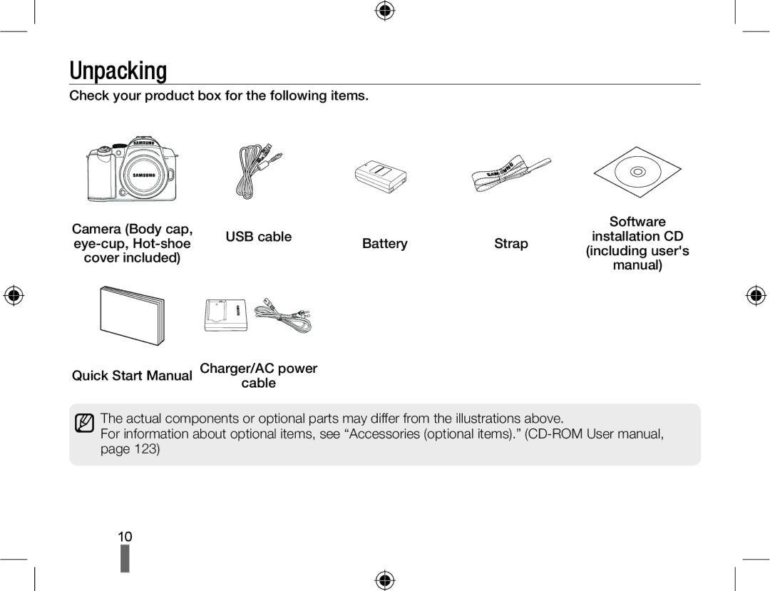 Samsung EV-NX10ZZBATFR, EV-NX10ZZBABZA, NX10RHZA03/SUK, NX10PRTV04/SUK, NX10PRTV04/SEG, EV-NX10ZZBABDE, NX10-SEED/SEG Unpacking 