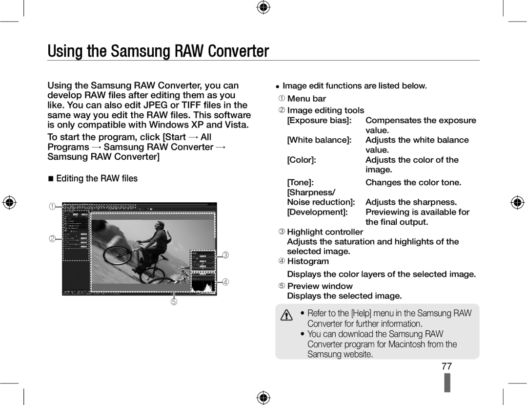 Samsung EV-NX10ZZBABES, EV-NX10ZZBABZA, NX10RHZA03/SUK, NX10PRTV04/SUK, NX10PRTV04/SEG manual Using the Samsung RAW Converter 