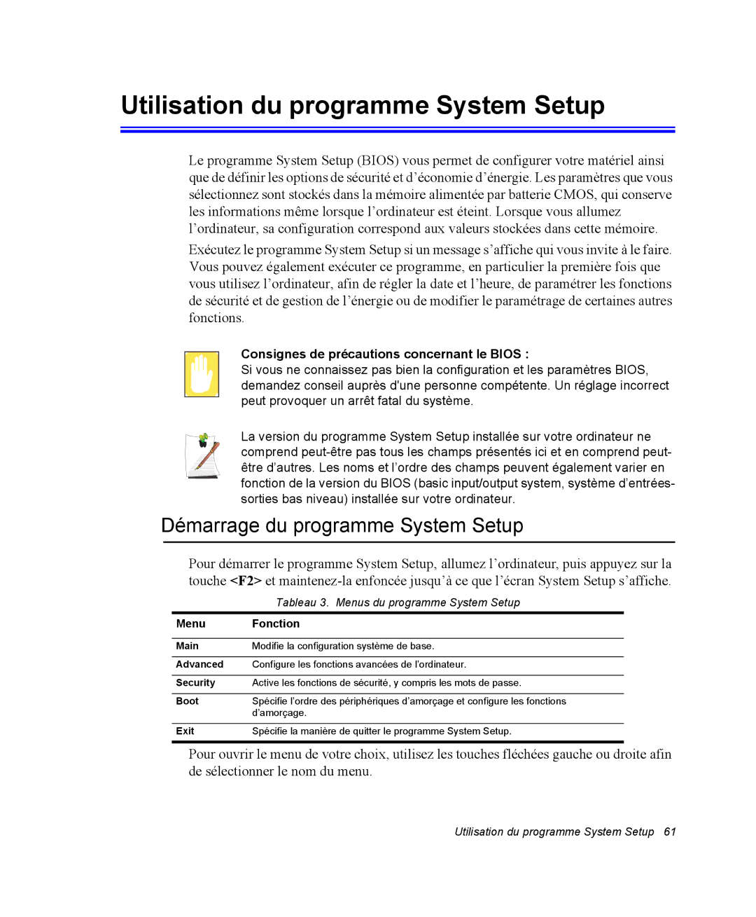 Samsung EV-NX10ZZAAB, EV-NX10ZZBABZA manual Utilisation du programme System Setup, Démarrage du programme System Setup 