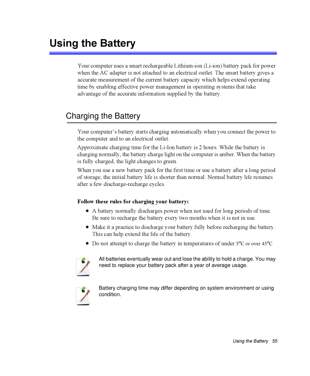 Samsung EV-NX10ZZBABUA, EV-NX10ZZAAB Using the Battery, Charging the Battery, Follow these rules for charging your battery 