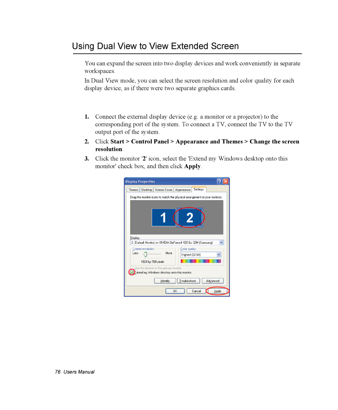 Samsung NX10RP1RSG/SEF, EV-NX10ZZBABZA, NX10RP1N9W/SEG, NX10RP0BW9/SEG, NX10-SEED/SEG Using Dual View to View Extended Screen 